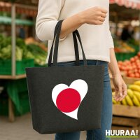 Filz Shopper Japan Flagge Herz 22 Liter
