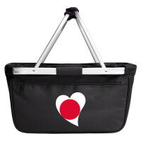 Einkaufskorb faltbar Japan Flagge Herz 20 Liter Black