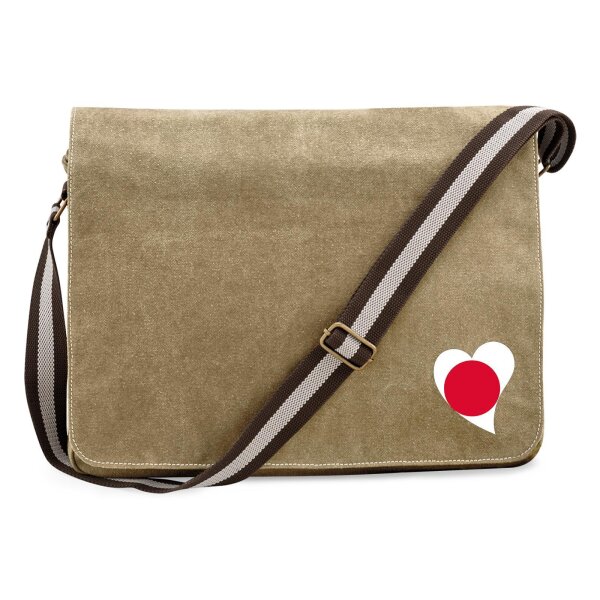 Umhängetasche Japan Flagge Herz 14 Liter