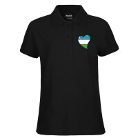 Damen Polo Shirt Usbekistan Flagge Herz
