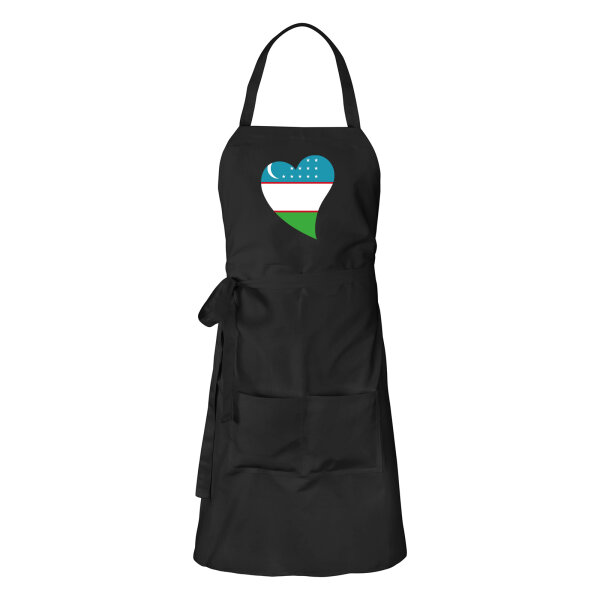 Schürze Usbekistan Flagge Herz mit Taschen