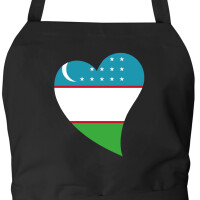Schürze Usbekistan Flagge Herz mit Taschen