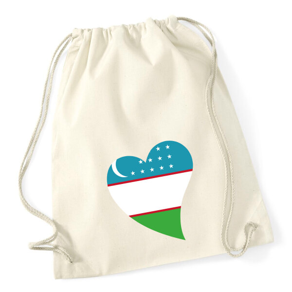 Turnbeutel Usbekistan Flagge Herz 12 Liter