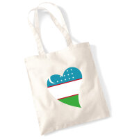 Jutebeutel Usbekistan Flagge Herz 10 Liter