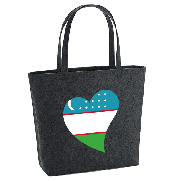 Filz Shopper Usbekistan Flagge Herz 22 Liter