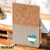 Notizbuch A5 Usbekistan Flagge Herz 80 Blatt inkl....