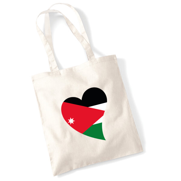 Jutebeutel Jordanien Flagge Herz 10 Liter