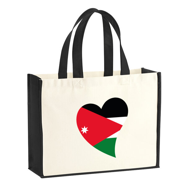 Jutetasche Jordanien Flagge Herz 21 Liter Black
