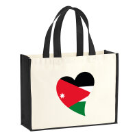 Jutetasche Jordanien Flagge Herz 21 Liter Black