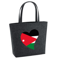Filz Shopper Jordanien Flagge Herz 22 Liter