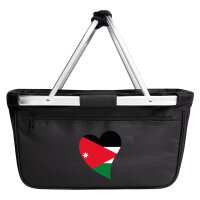 Einkaufskorb faltbar Jordanien Flagge Herz 20 Liter Black