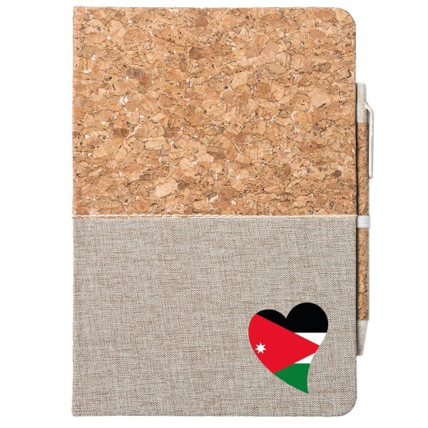 Notizbuch A5 Jordanien Flagge Herz 80 Blatt inkl. Kugelschreiber