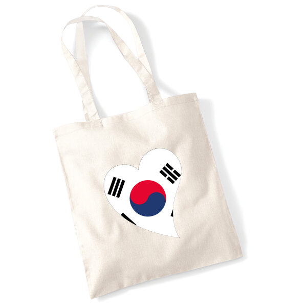 Jutebeutel Südkorea Flagge Herz 10 Liter
