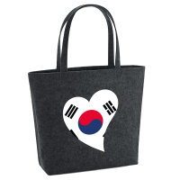 Filz Shopper Südkorea Flagge Herz 22 Liter