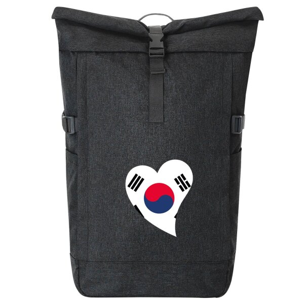 Kurierrucksack Südkorea Flagge Herz 30-44 Liter Black Melange