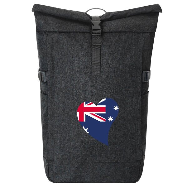 Kurierrucksack Australien Flagge Herz 30-44 Liter Black Melange