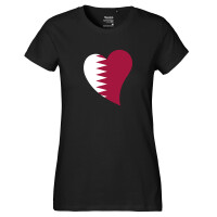 Damen T-Shirt Katar Flagge Herz