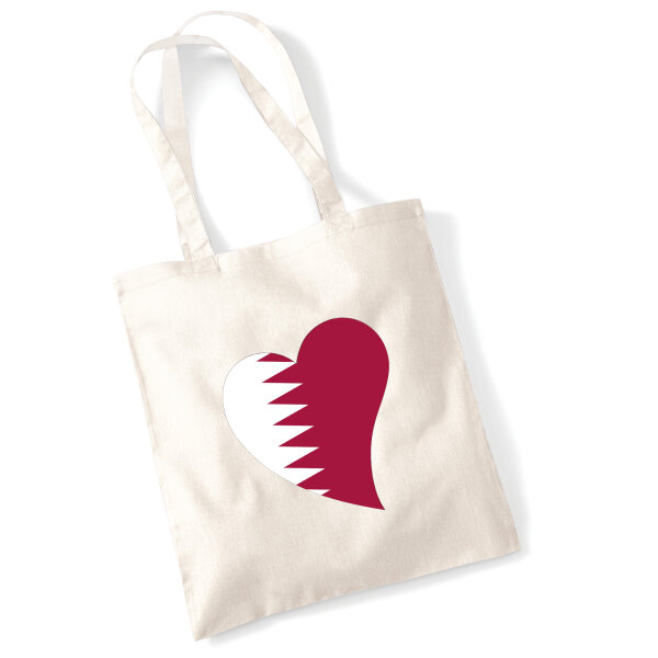 Jutebeutel Katar Flagge Herz 10 Liter