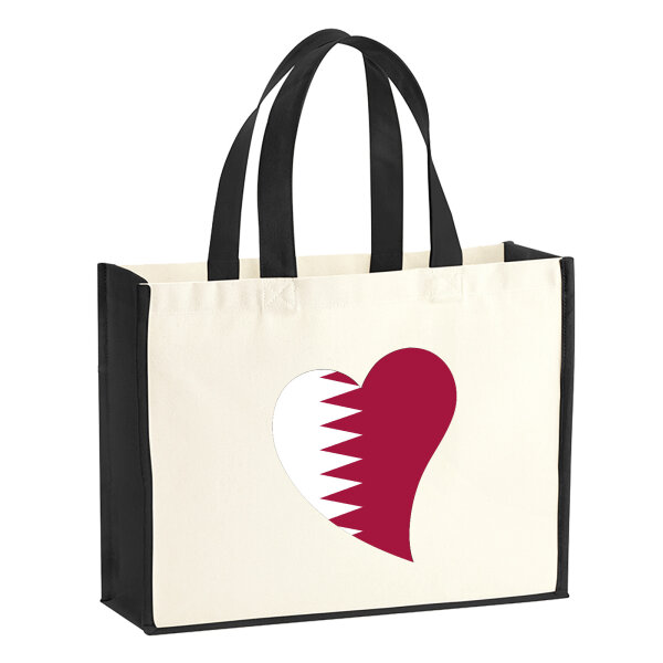 Jutetasche Katar Flagge Herz 21 Liter Black