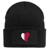 Beanie mit Patch Katar Flagge Herz Black
