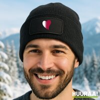 Beanie mit Patch Katar Flagge Herz Black
