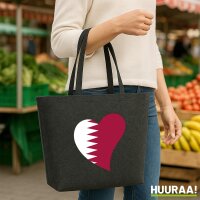 Filz Shopper Katar Flagge Herz 22 Liter