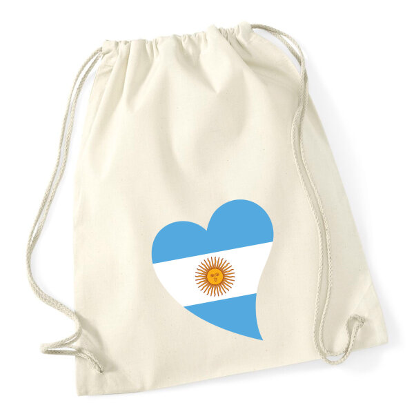 Turnbeutel Argentinien Flagge Herz 12 Liter