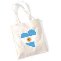 Jutebeutel Argentinien Flagge Herz 10 Liter