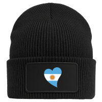 Beanie mit Patch Argentinien Flagge Herz Black