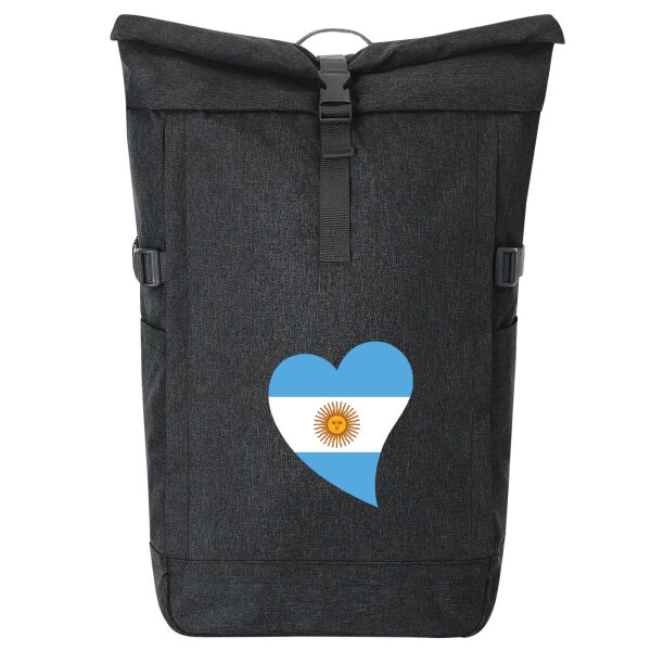 Kurierrucksack Argentinien Flagge Herz 30-44 Liter Black Melange