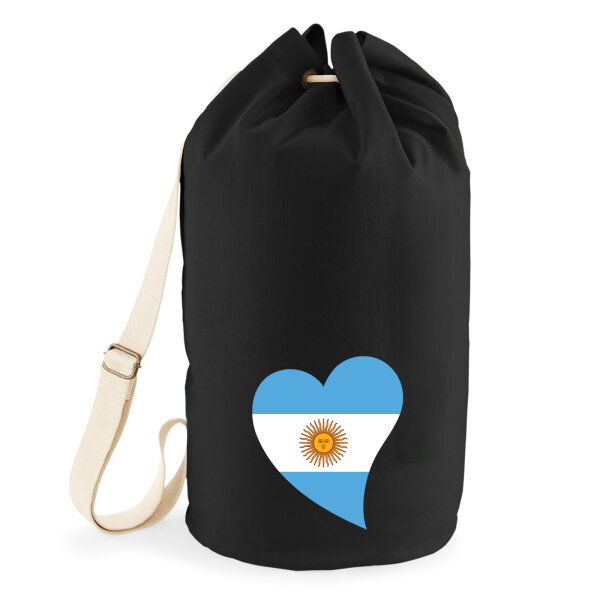 Seesack Argentinien Flagge Herz 20 Liter Black