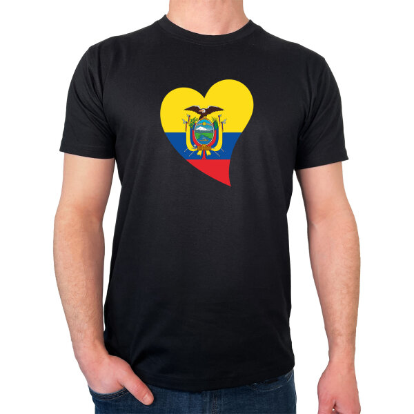 Herren T-Shirt Ecuador Flagge Herz