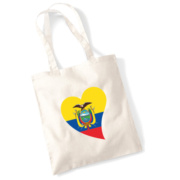 Jutebeutel Ecuador Flagge Herz 10 Liter