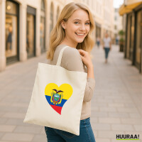 Jutebeutel Ecuador Flagge Herz 10 Liter