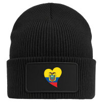 Beanie mit Patch Ecuador Flagge Herz Black