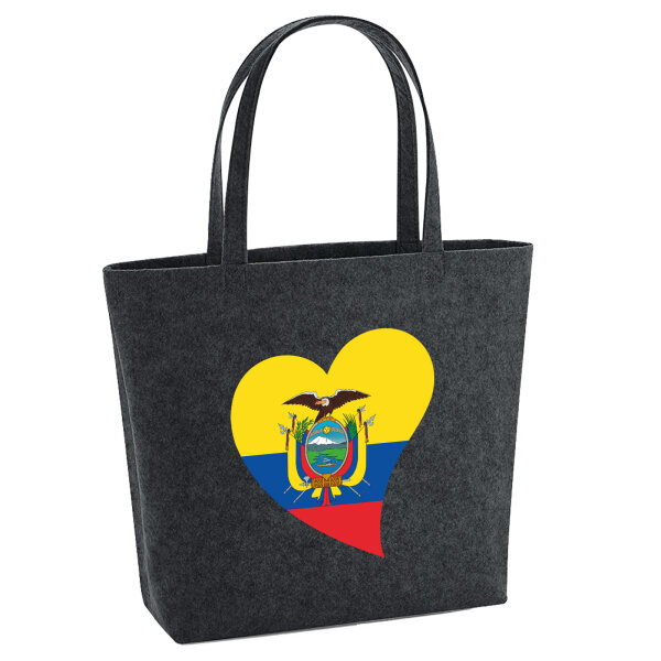 Filz Shopper Ecuador Flagge Herz 22 Liter