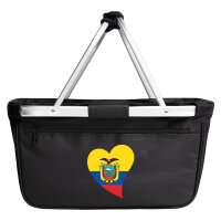 Einkaufskorb faltbar Ecuador Flagge Herz 20 Liter Black