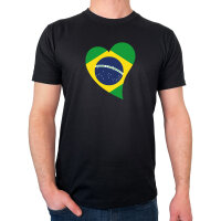 Herren T-Shirt Brasilien Flagge Herz