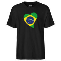 Herren T-Shirt Brasilien Flagge Herz