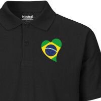 Herren Polo Shirt Brasilien Flagge Herz
