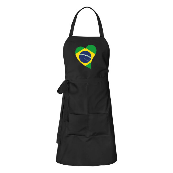 Schürze Brasilien Flagge Herz mit Taschen