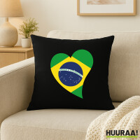 Kissen Brasilien Flagge Herz 40x40cm