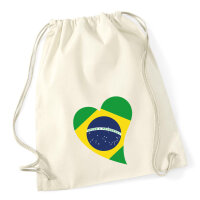 Turnbeutel Brasilien Flagge Herz 12 Liter