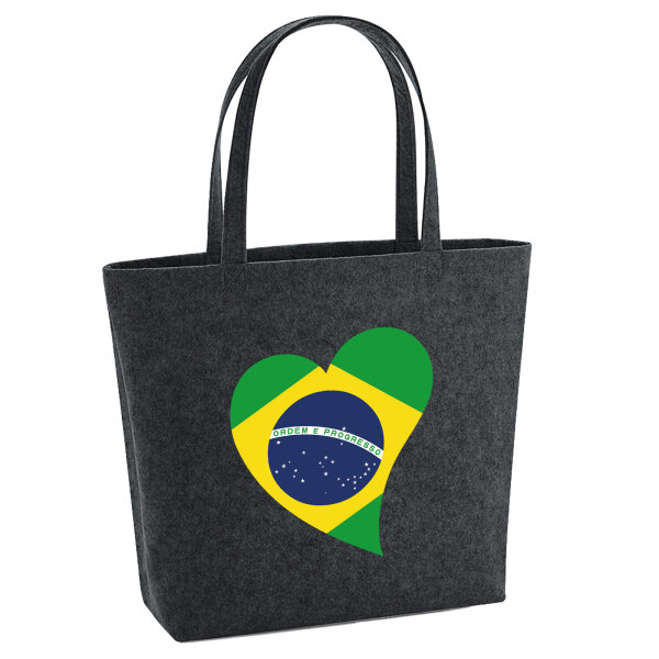 Filz Shopper Brasilien Flagge Herz 22 Liter