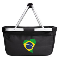 Einkaufskorb faltbar Brasilien Flagge Herz 20 Liter Black