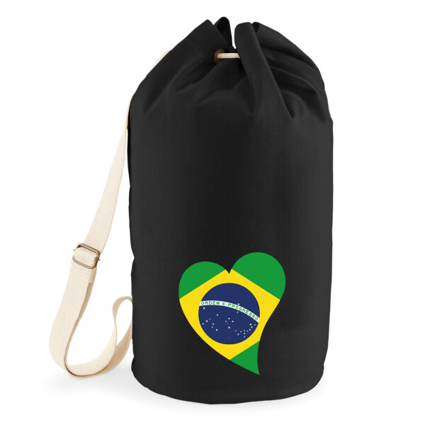 Seesack Brasilien Flagge Herz 20 Liter Black