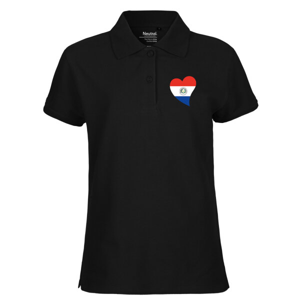 Damen Polo Shirt Paraguay Flagge Herz
