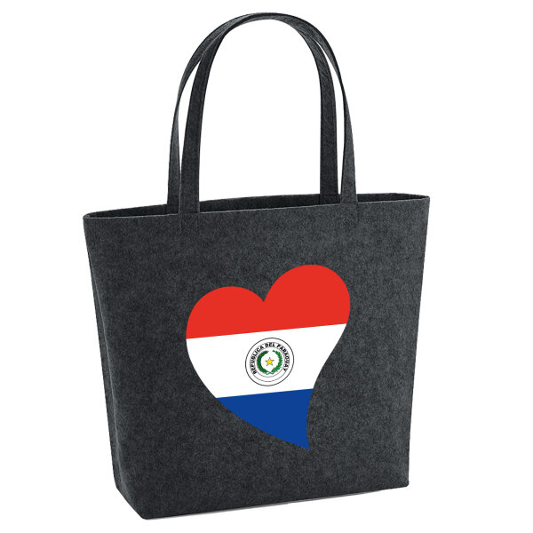 Filz Shopper Paraguay Flagge Herz 22 Liter