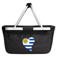 Einkaufskorb faltbar Uruguay Flagge Herz 20 Liter Black