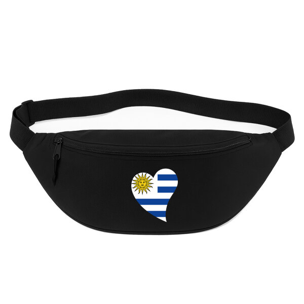 Bauchtasche Uruguay Flagge Herz 2,5 Liter Black